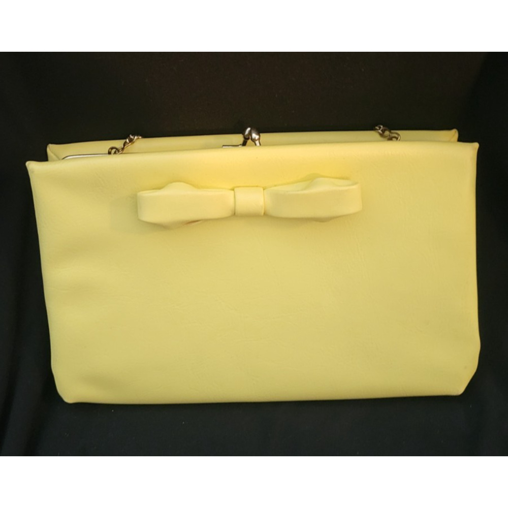 Vintage 1950s HL Harry lavine Clutch Yellow Evening Bag Purse chain Snap Close
